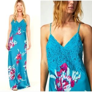 NWT Free People Forever Yours Floral Sleeveless Maxi Dress - Blue River Combo